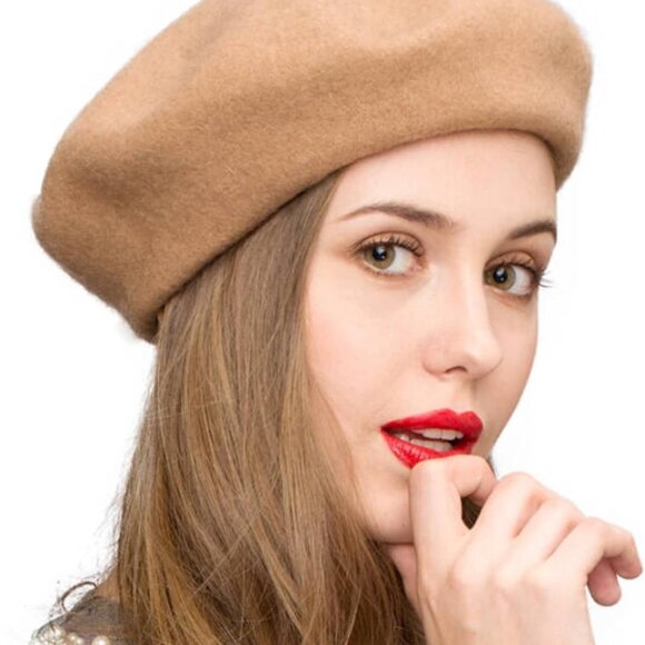 Women Wool Beret Hat French Style Solid Color - Picture 1 of 8